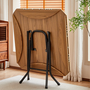 可折叠桌子餐桌家用小户型吃饭简易圆形圆桌正方形方桌靠边站饭桌