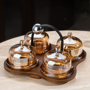 水果盘高端带盖玻璃点心干果高颜值零食甜点果切碗分格糖果小吃碟