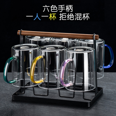 耐高温高硼硅玻璃杯套装家用彩把