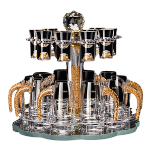 轻奢高档水晶玻璃金箔白酒杯套装创意一口杯家用分酒器壶中式酒具