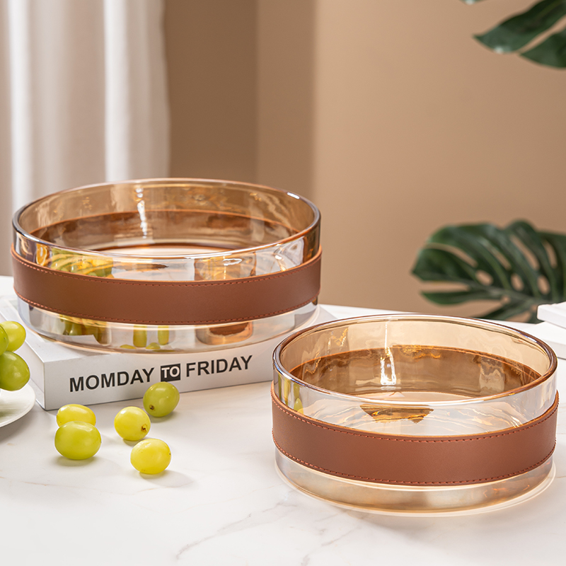 水晶玻璃轻奢风水果盘家用