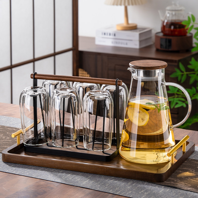 双层隔热水杯家用套装高颜值客厅冷水壶高硼硅玻璃杯招待客人杯子