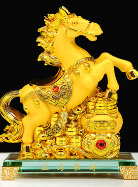 出口沙金马立马发财摆件生肖马年新年平安保险开门红礼品一件代发