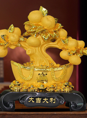 绒沙金摆件大吉大利家居摆件平安苹果桔子树脂工艺品跨境外贸出口