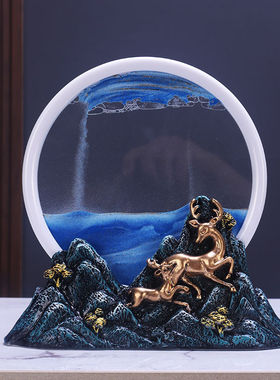 创意假山沙画沙漏摆件解压办公室工艺品客厅电视柜酒柜装饰品礼品