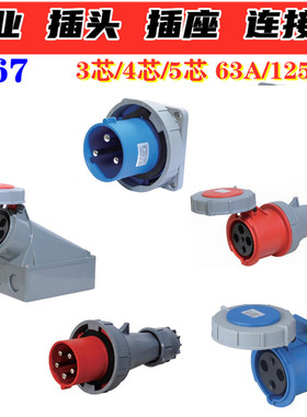 ZDCEE IP67工业插头防水大功率插座不防爆63A/125A暗装器具反插