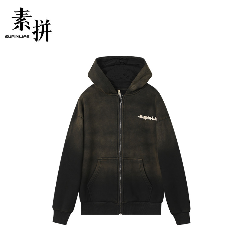 素拼男装冬季潮牌街头帅气开衫上衣连帽加绒保暖卫衣,男装,卫衣,淘宝优惠券,粉丝福利购,淘宝优惠卷