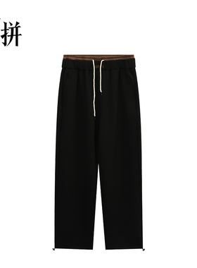 素拼男装秋季男士休闲裤潮流宽松廓形直筒长裤子SPBXK435040AM