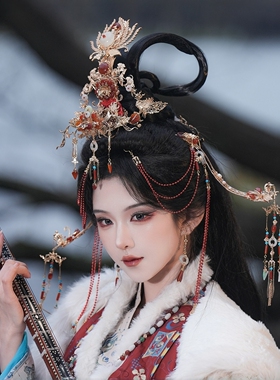 清月鹿鸣战国袍发冠汉服婚嫁发饰