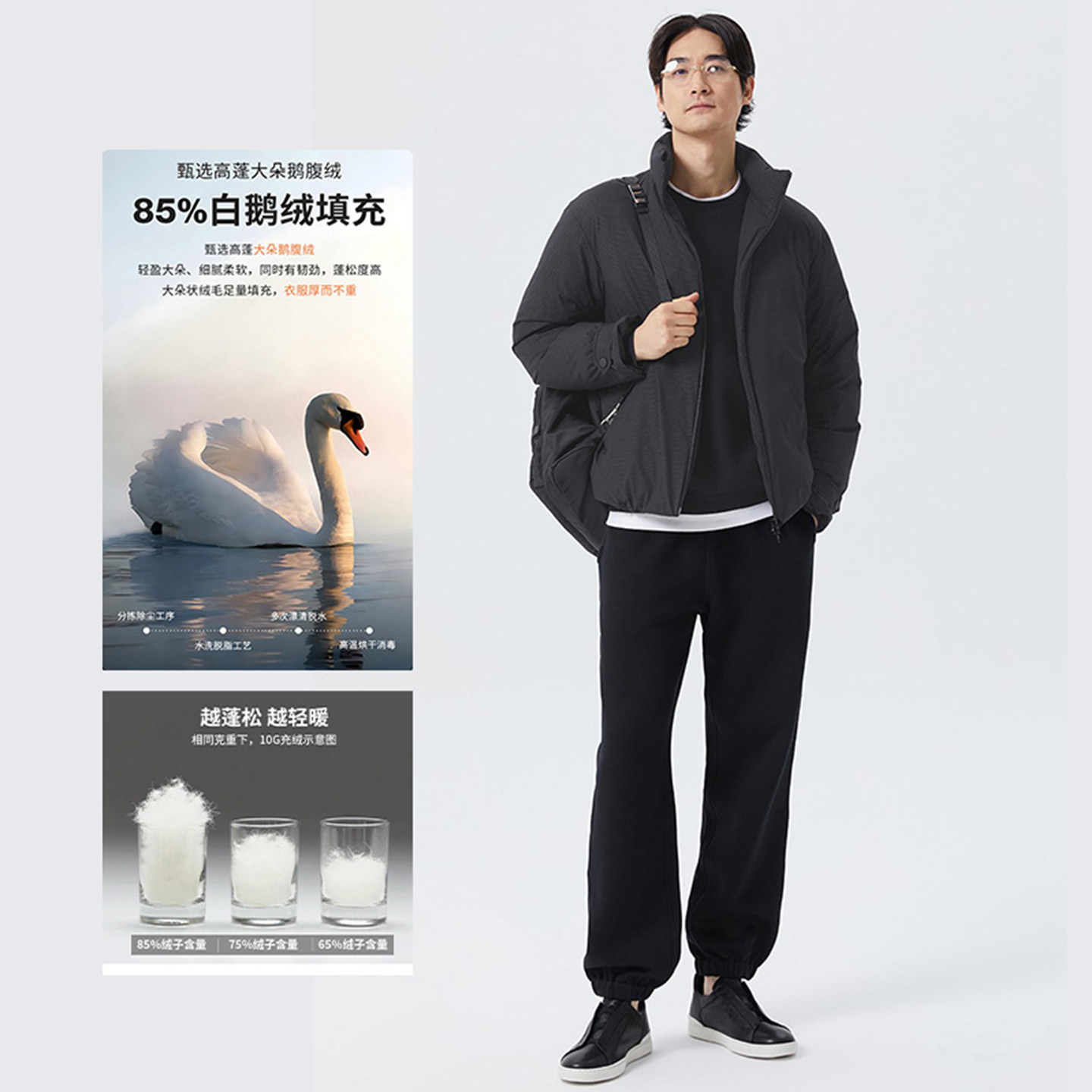 轻量化立领三星鹅绒羽绒服外套男