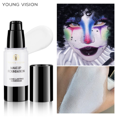 YOUNG VISION 万圣节白色按压粉底液 哑光不易脱妆修容面部粉底液