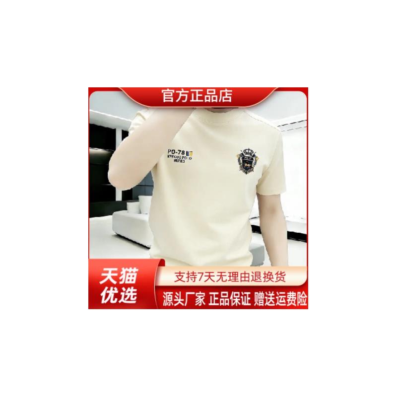 御裳轩男士短袖t恤男生夏圆领网红冰感T恤宽松百搭半袖t恤上衣
