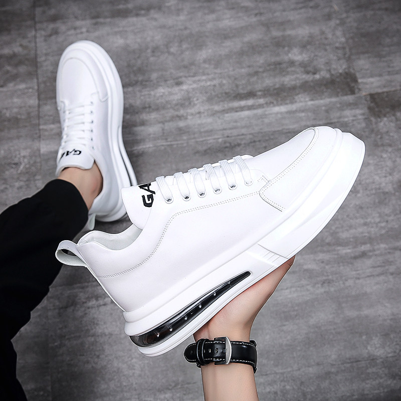 小白鞋男基础款厚底内增高休v闲白色板鞋气垫时尚百搭潮流透气男,流行男鞋,休闲板鞋,淘宝优惠券,粉丝福利购,淘宝优惠卷