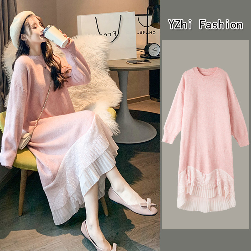 英国DHWA孕妇装高级2025秋季新款假两件套毛衣连衣裙子春打底上衣