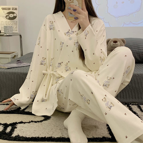法国Uamtor月子服纯棉秋季产后孕妇睡衣产妇待产可哺乳套装新中式