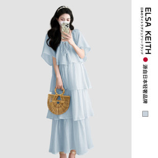 日本ELSA KEITH孕妇装2026夏季新款潮妈通勤连衣裙甜美减龄蛋糕裙