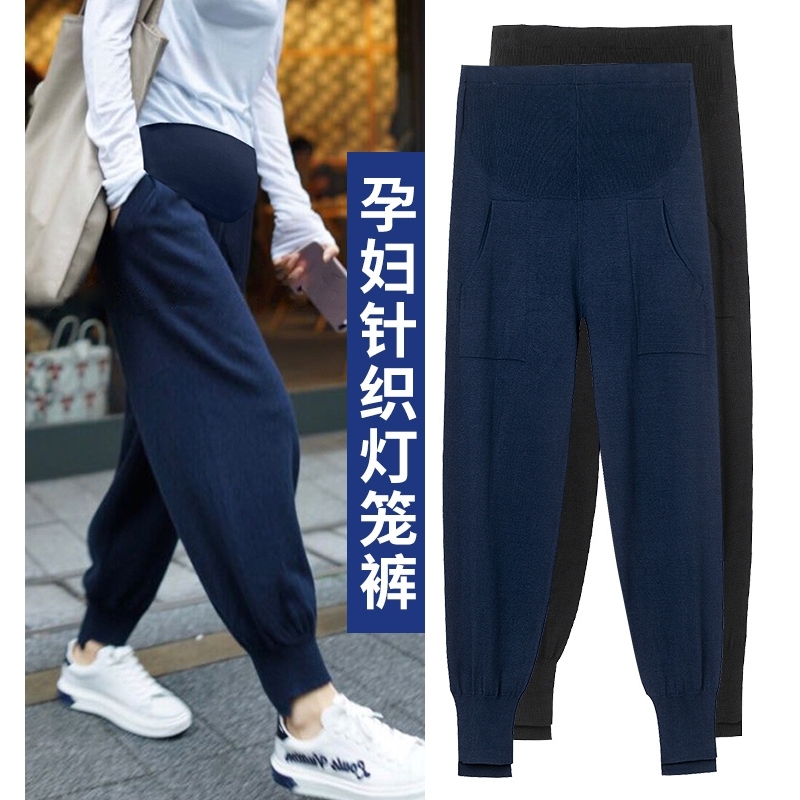 英国DHWA孕妇裤秋冬外穿2025新款加绒厚保暖束脚灯笼托腹针织大码