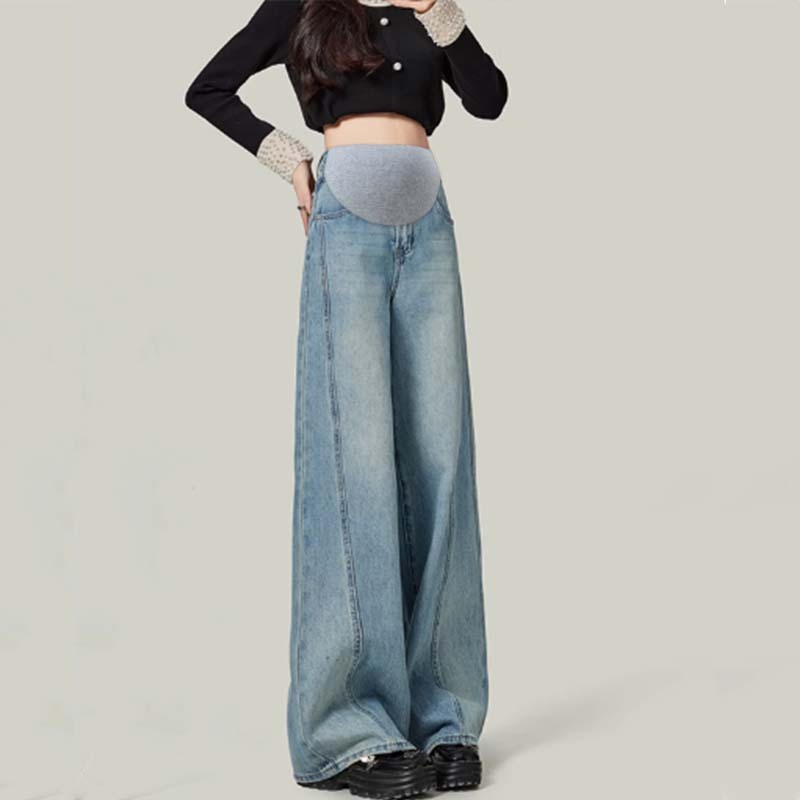 法国G·T孕妇裤牛仔裤2025新款春秋外穿加长版高个子阔腿拖地裤