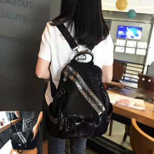 香港潮牌时尚亮片双肩包女2023新款韩版手提两用背包斜挎单肩包女