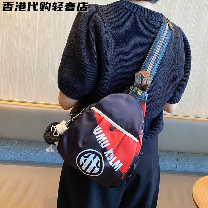 法国ZAMP高级防泼水胸包斜挎包男女印花三用休闲背包骑行防盗包