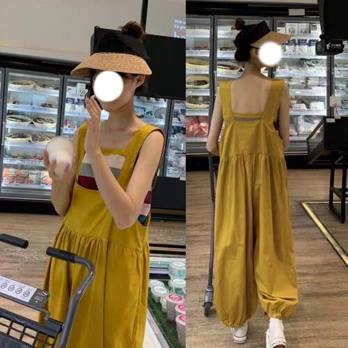 米兰风mdcw孕妇夏装裤子潮牌黄色灯笼裤工装背带裤夏季宽松连体裤