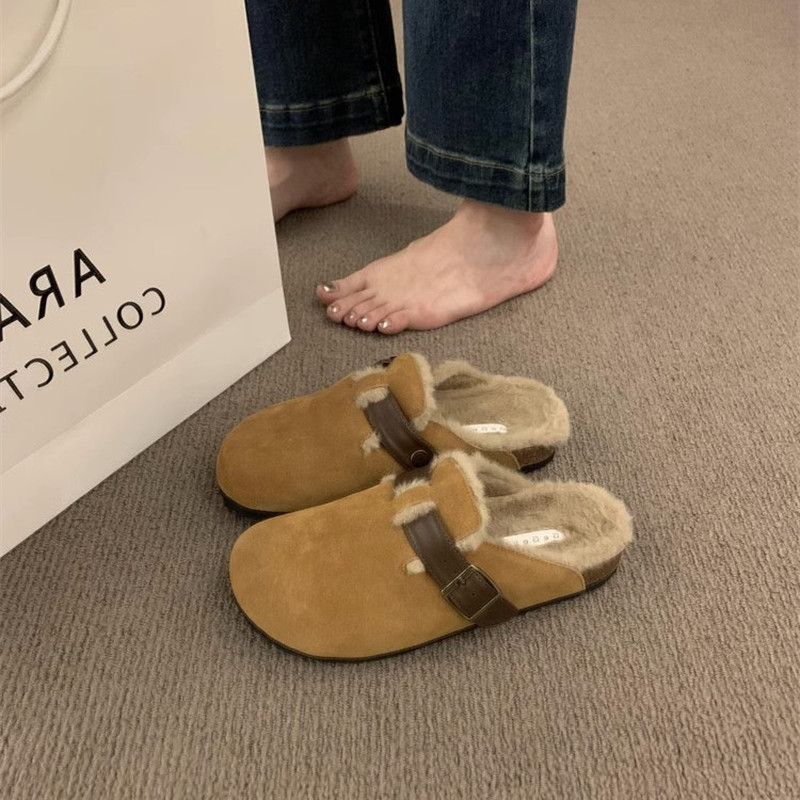 NEXT ROAD英国联名孕妇鞋2024秋冬新款包头半托加绒加厚勃肯鞋子