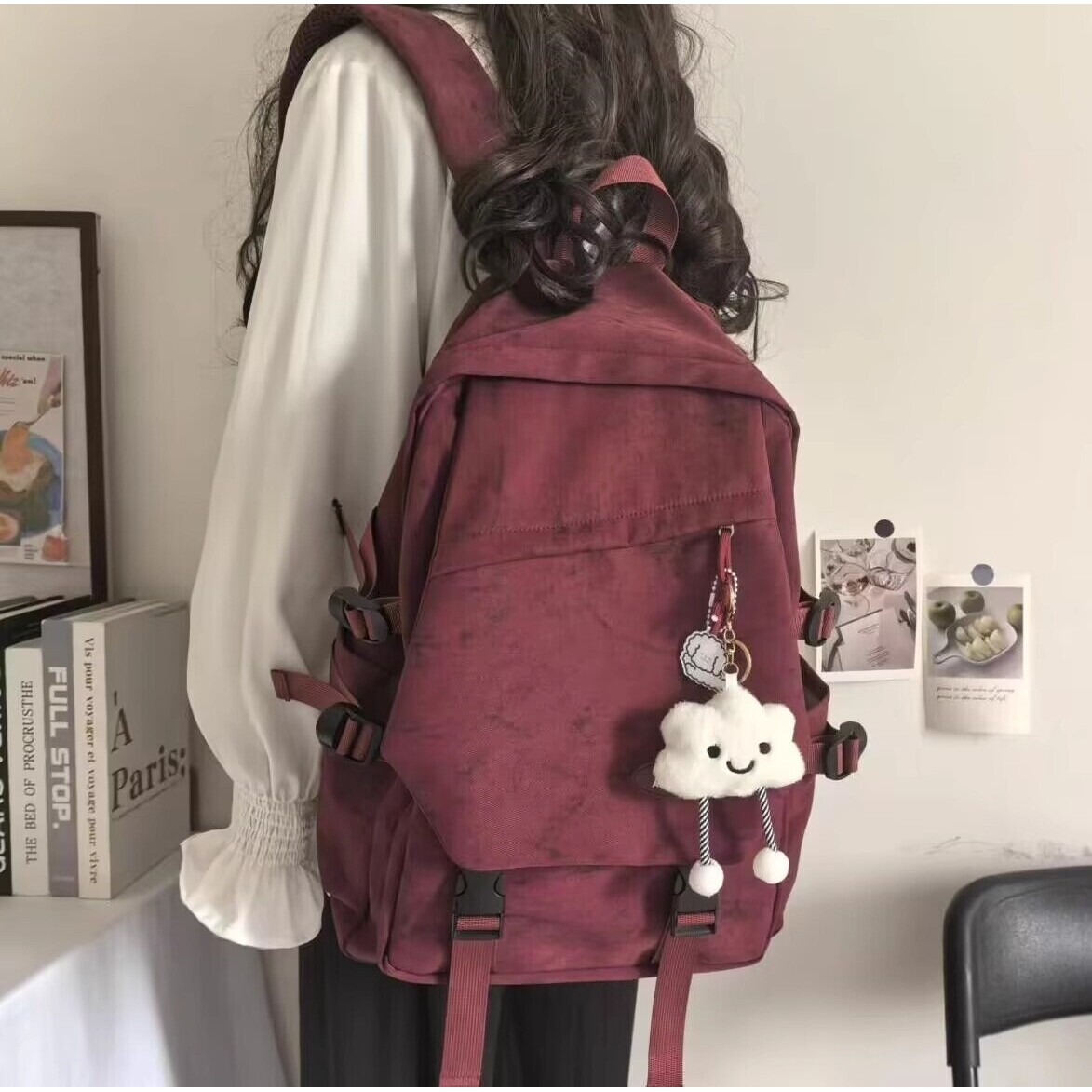 法国ZAMP双肩包女大学生简约复古小众设计中学生书包减负电脑背包