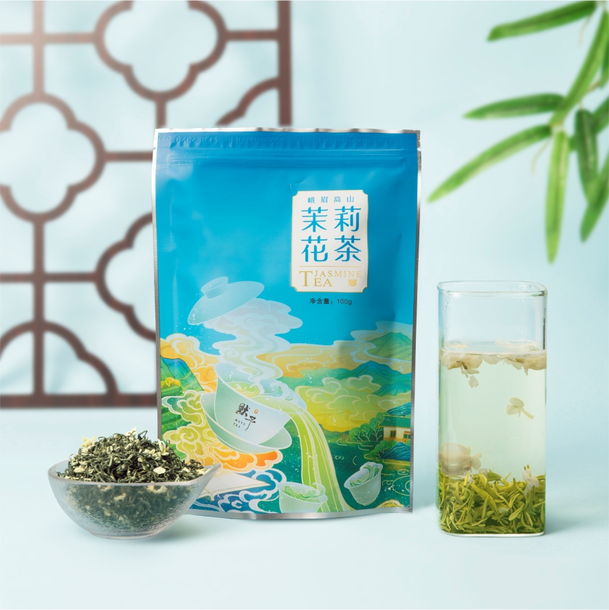 2023春新茶特级花茶浓香型明前茉莉花绿茶峨眉山高山飘雪袋装100g 茶 茉莉花茶 原图主图