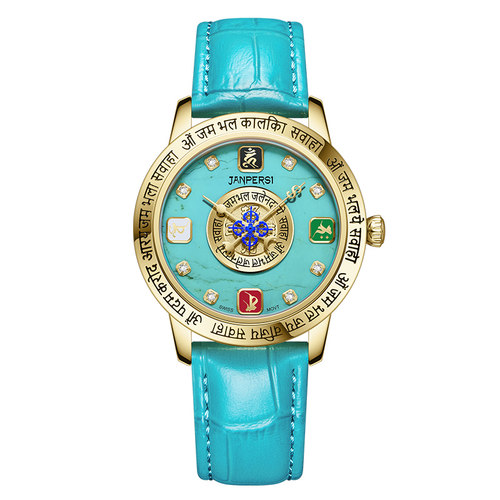 JANPERSI珍珀时五色财神款·绿松系列轻奢腕表国风文化元素设计表
