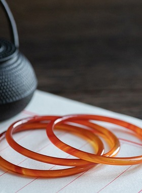 七彩天然玉髓叮当镯4MM细款简约少女美人镯叮当手镯巴西玉石线镯