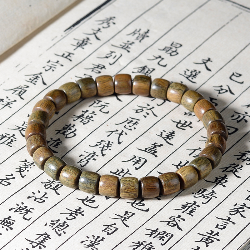 绿檀木直切桶珠DIY梅花吊坠小手