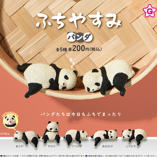 日本正版YELL 边缘午后休息的小熊猫扭蛋 可爱造型懒熊猫潮玩摆件
