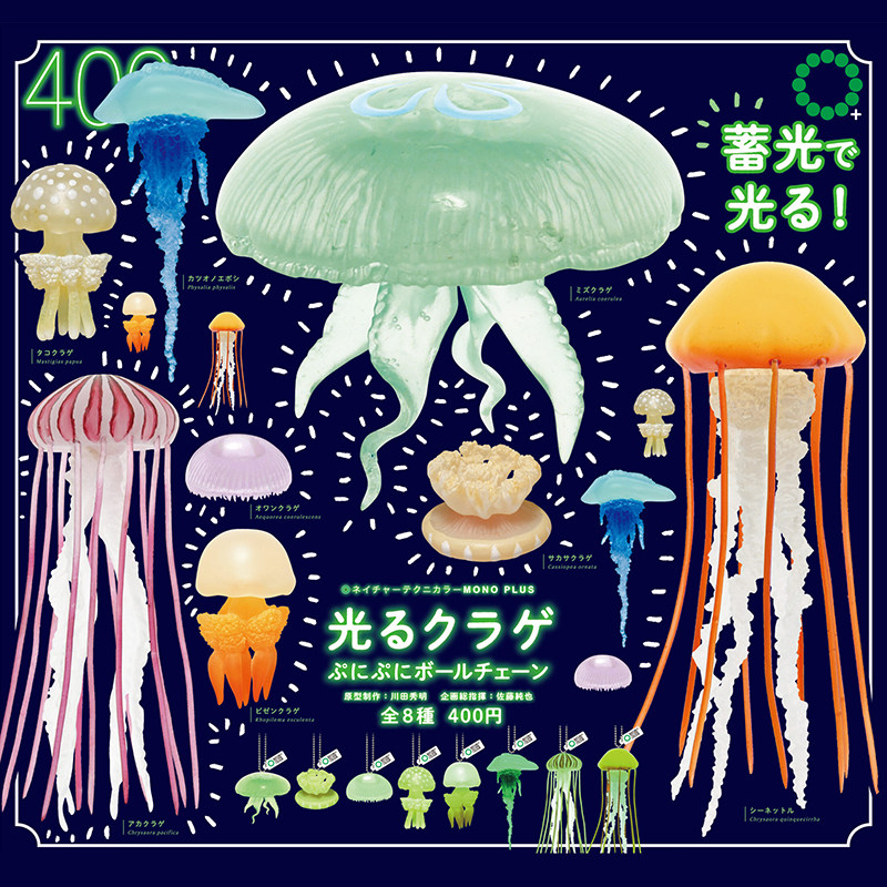 日本正版IKIMON 夜光水母立体挂件扭蛋 蓄光水母生物图鉴包包吊饰