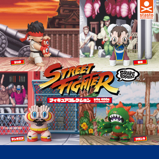 日本正版STASTO 地狱猫×街头霸王联名款扭蛋 春丽隆桑吉尔夫摆件