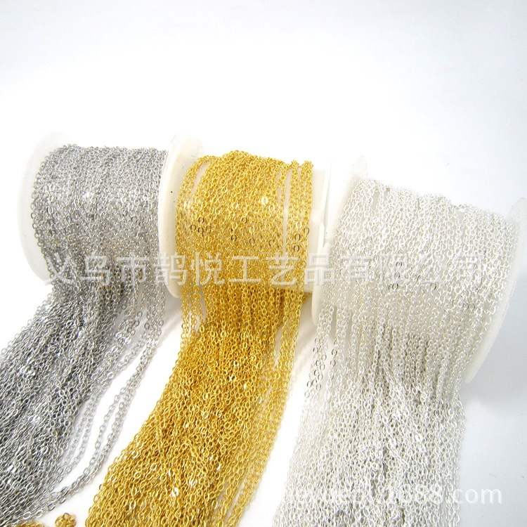 特细链条 纯铜可加保色 1MM链条diy配饰 扁O字链十字链 235sf链条