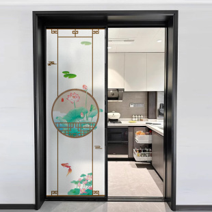 荷花玻璃贴纸透光不透明客厅厨房卫生间门窗防窥防走光磨砂贴膜