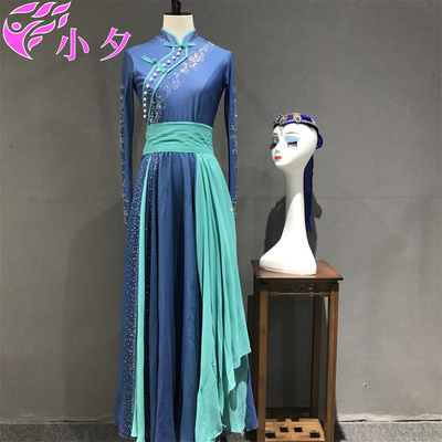 新款蒙古舞蹈演出服女少数民族服装蒙古族舞蹈服装大裙摆艺考定制
