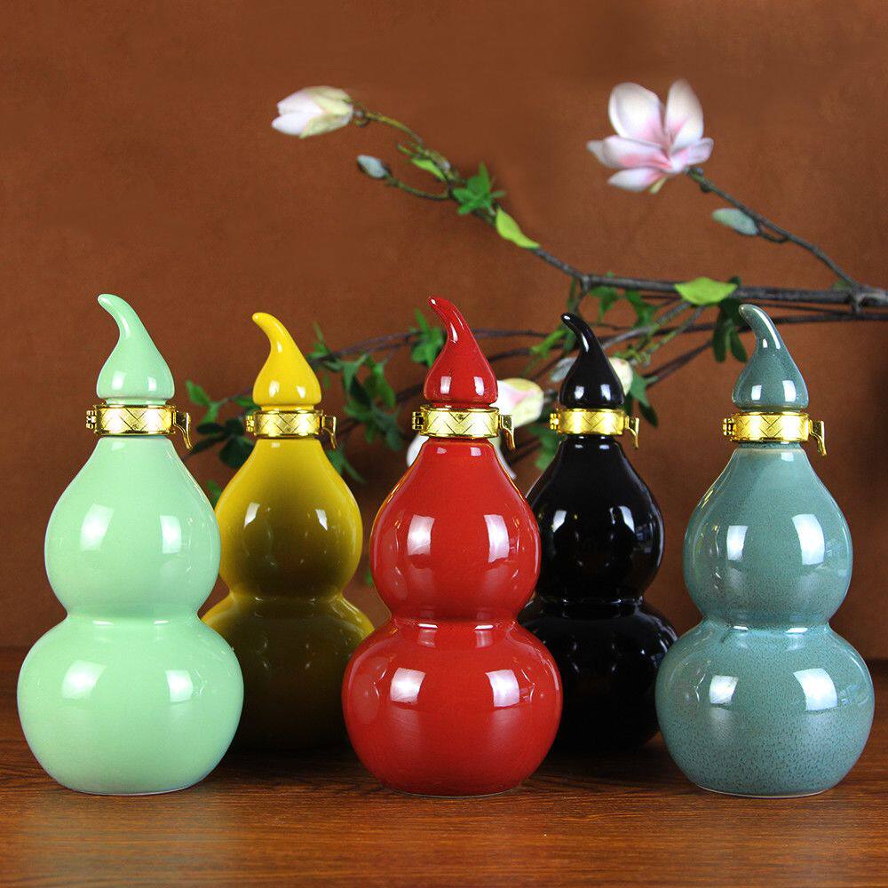 葫芦酒瓶存酒专用一斤装白酒瓶空瓶高档酒葫芦土陶酒坛子1斤陶瓷