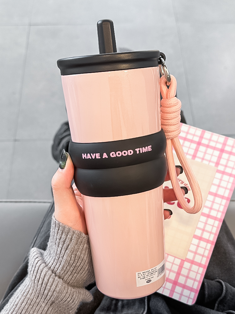 保温杯大容量女生2025新款316不锈钢吸管水壶办公室便携咖啡杯子