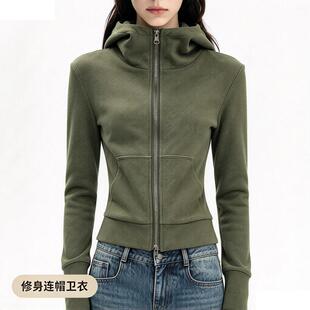 酷炫版型修身卫衣做旧 廓形百搭连帽显瘦202W春秋新款外套女
