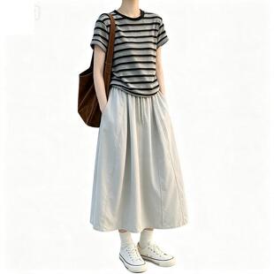 运动套装女夏季学生韩版宽松时尚网红韩系百搭短袖长裙休闲两件套