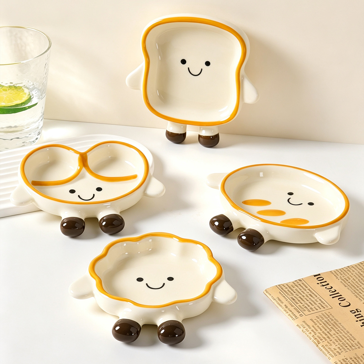 怀瑾味碟家用陶瓷蘸料碟小料碟番茄酱碟子加厚款可爱面包盘小菜碟