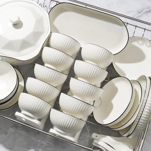 高颜值碗碟套装家用盘子简约碗盘筷组合乔迁2026新款陶瓷餐具套装