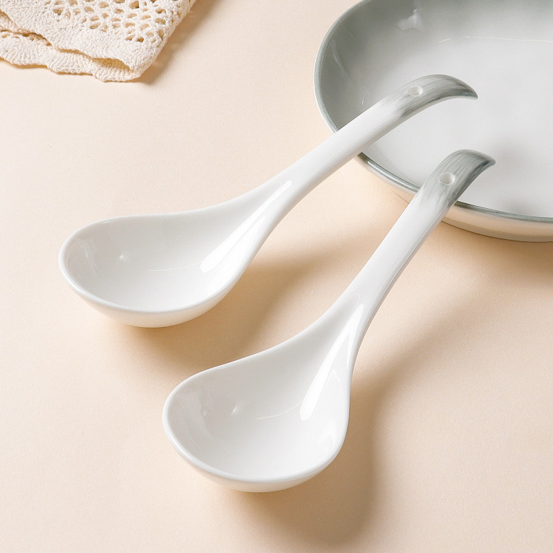 怀瑾陶瓷大汤勺盛汤家用大号高颜值渐变粥稀饭汤匙厨房长柄大勺子