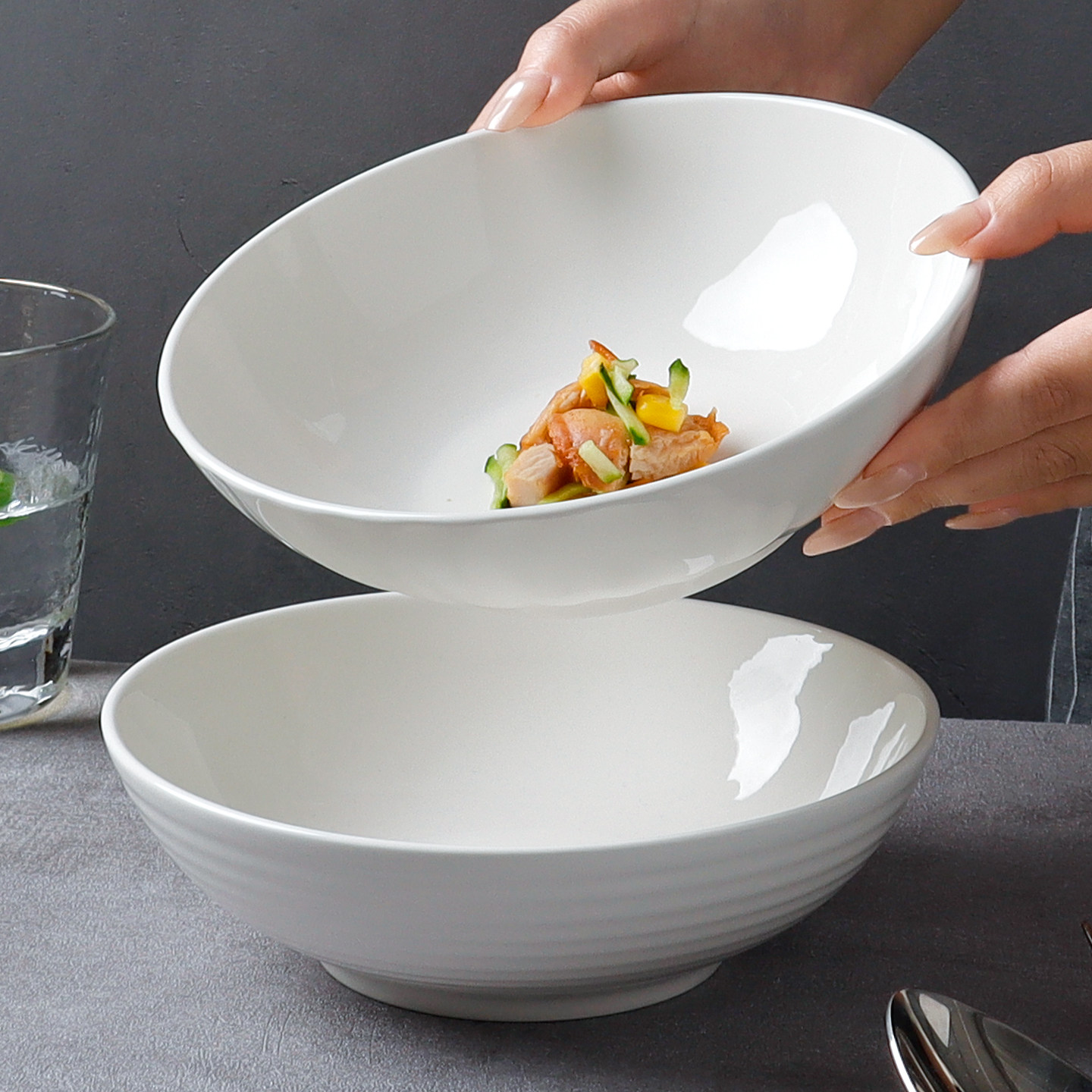 怀瑾碗家用2026新款纯白陶瓷餐具7英寸吃饭碗汤面碗螺狮粉碗盘子,餐饮具,碗,淘宝优惠券,粉丝福利购,淘宝优惠卷