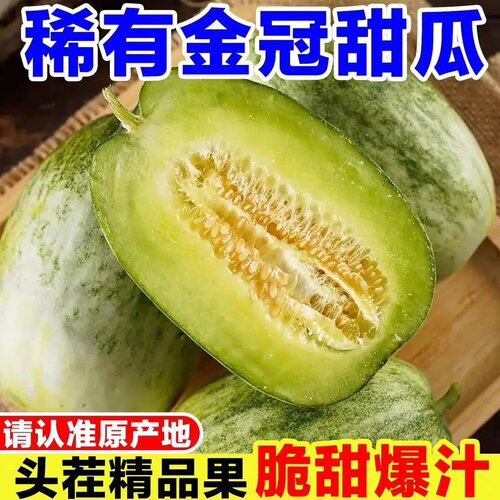 新鲜星甜金冠甜瓜山东香瓜头茬冰糖蜜水果酥脆瓜现摘小蜜罐甜瓜