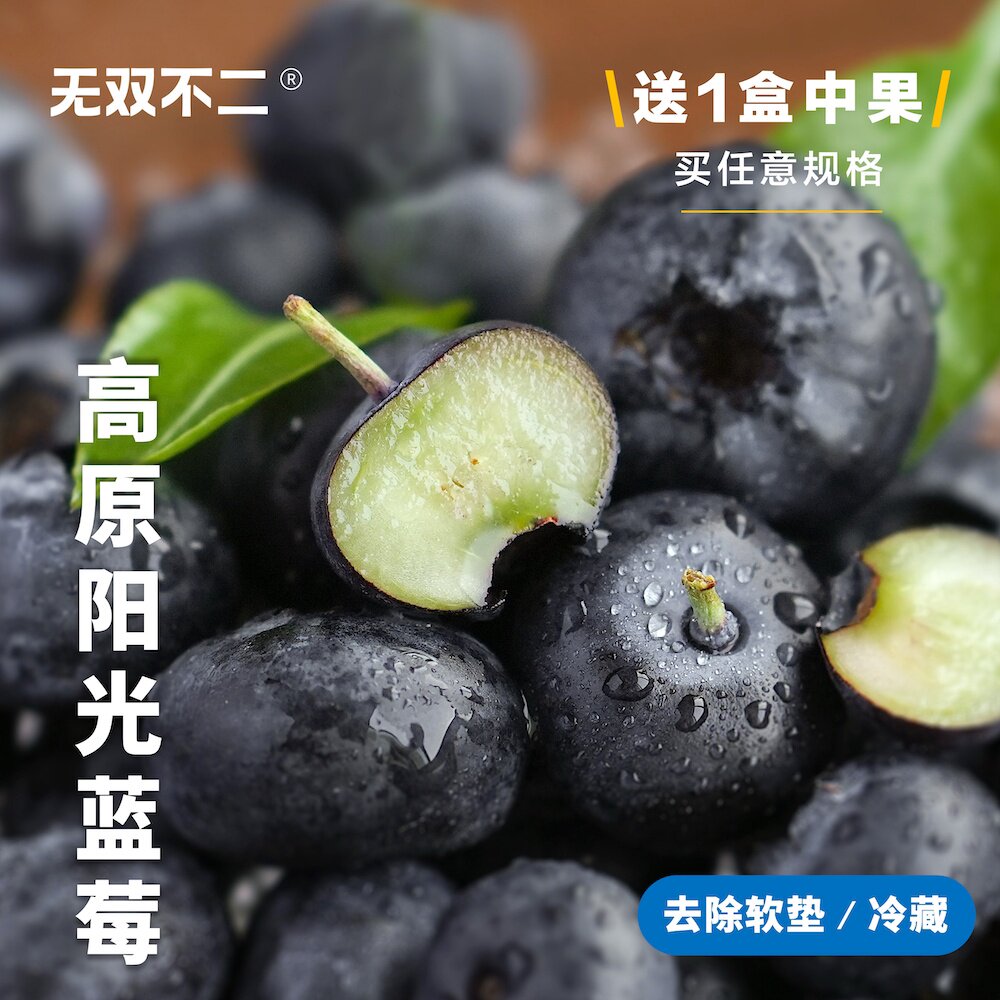 活动中!一周排!无双不二高原阳光蓝莓新鲜水果L25云南蓝莓现摘