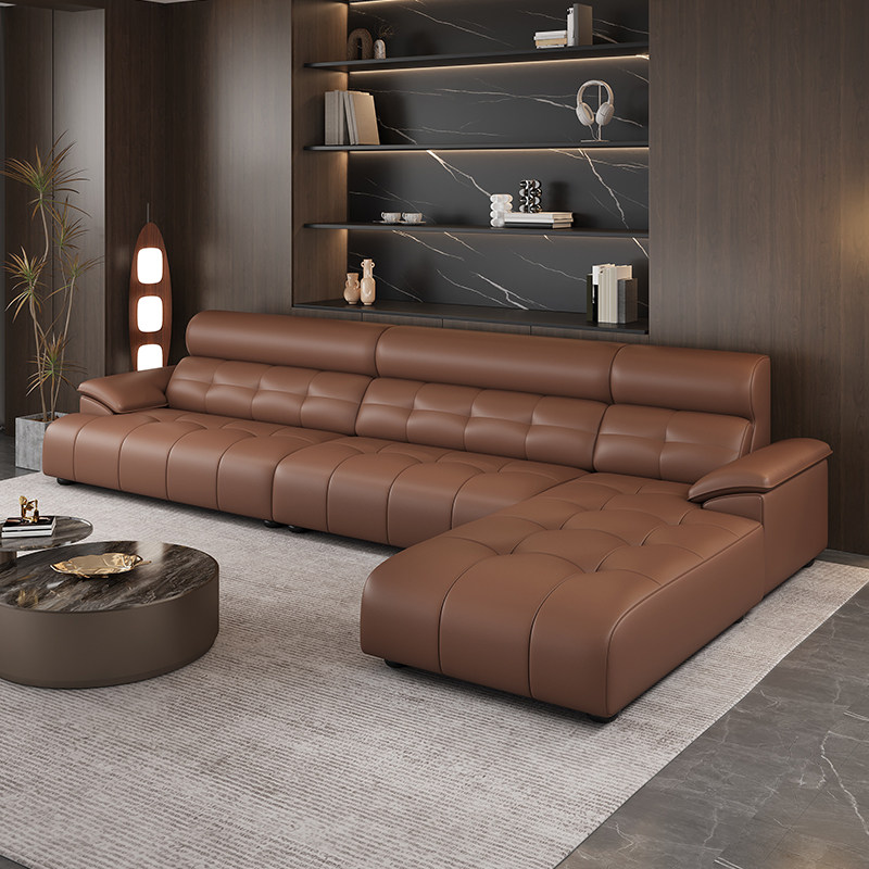 劳伦斯真皮沙发2026新款轻奢家用客厅高靠背大小户型直排贵妃沙发