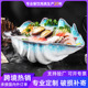 高端贝壳刺身盘冰盘海鲜拼盘三文鱼鱼生刺生专用盘意境菜