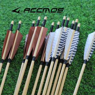 弓箭射箭真羽箭木箭木箭杆户外仿古箭支反曲直拉美猎弓传统练习箭